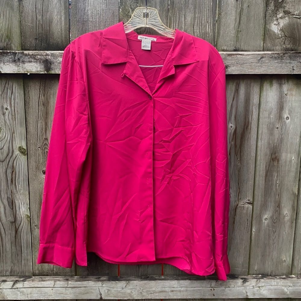 Notations pink button Down shirt sz. L